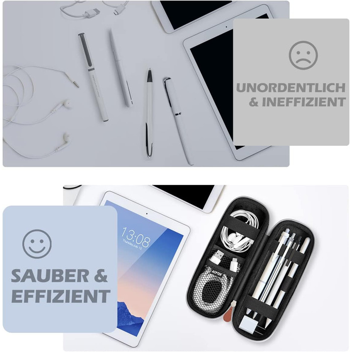 Чохол для Apple Pencil та інших стилусів, преміум шкіра, сірий, з відділенням для кабелю USB