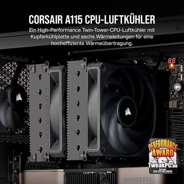 Корпус Corsair A115 з повітряним охолодженням CPU - 2 вентилятори AF140 Elite, чорний