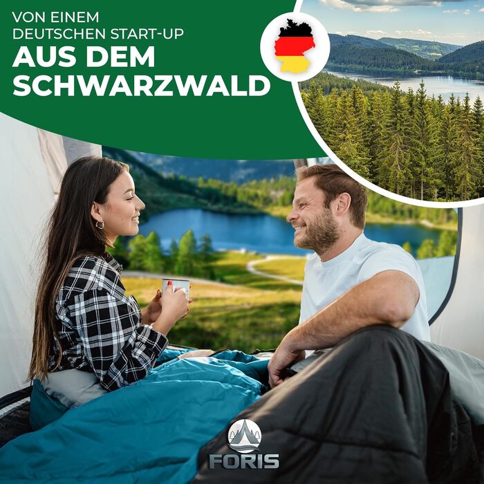 Спальний мішок Foris® Mumienschlafsack: 3-4 сезони, -10-25°C, 80x215 см, водовідштовхувальний, для кемпінгу та фестивалів, блакитний