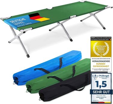 GOODS+GADGETS Folding Army Field Bed from Aluminum - Foldable Camping Bed & Guest Bed (Green)