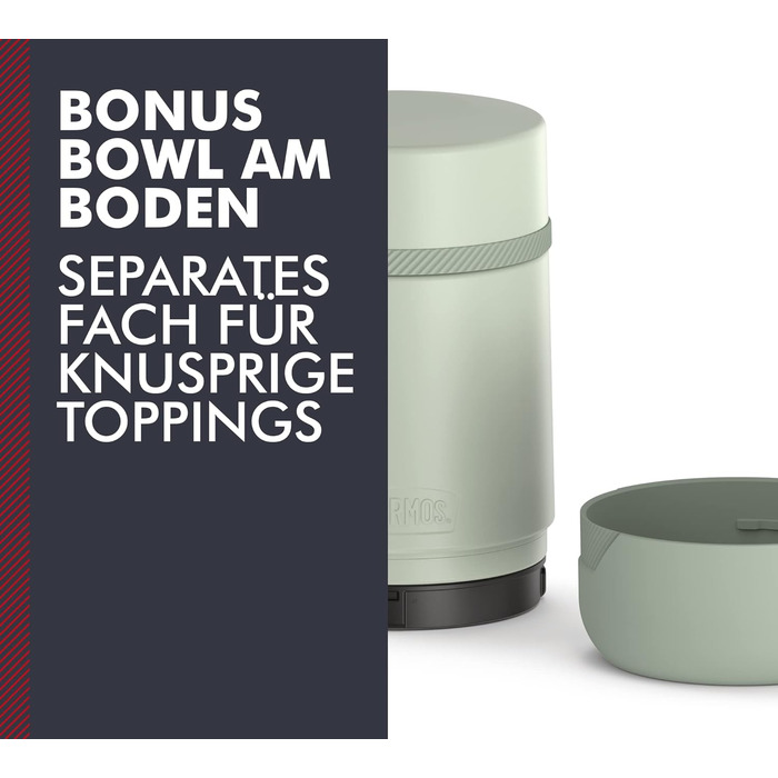 GUARDIAN FOOD JAR 0.50 l, matcha green. Food container for 500 ml, green, stainless steel, with spoon, bonus bowl for muesli, toppings, absolutely leak-proof, leak-proof 500 ml with spoon Matcha Green Mat.