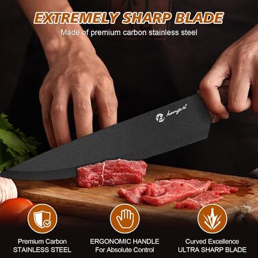 Набір ножів Kezidhp 7 предметів з бруском: високоякісні кухонні ножі з нержавіючої сталі з ергономічними ручками. Професійний набір ножів для кухні