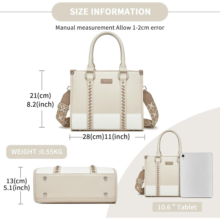 Сумка жіноча Miss Lulu середнього розміру через плече, бежева (4-2) з рельєфним малюнком лічі, з внутрішніми кишенями для роботи, відпочинку та повсякденного використання