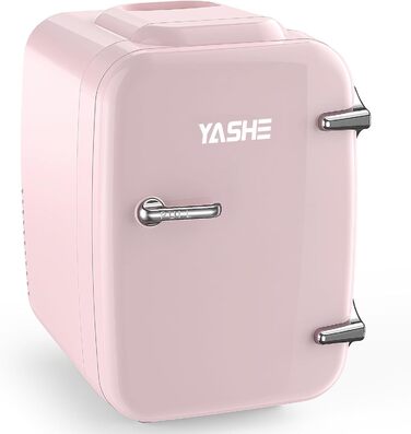 Міні-холодильник YASHE 4L, рожевий: для косметики, напоїв, 220V/12V, термоелектричний, для спальні, офісу, авто