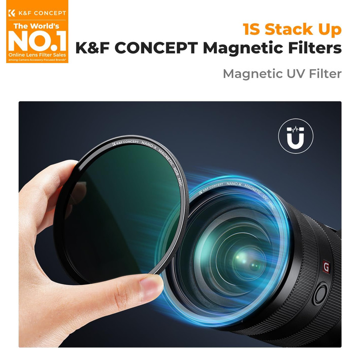 Фільтр UV K&F Concept 77mm для об'єктивів: захист від пилу, бруду та подряпин (магнітний)
