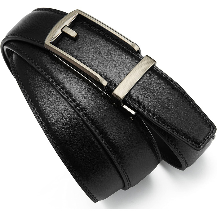 Чоловічий шкіряний ремінь CHAOREN з автоматичною пряжкою, 32 мм, для бізнесу та офіційних заходів, без петель, чорний, розмір 100-110 см