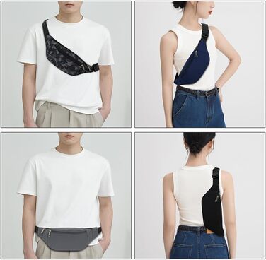 Чоловіча/жіноча поясна сумка на пояс, унісекс, водонепроникна, стильна, нейлон, для спорту, подорожей, прогулянок з собакою (чорна)