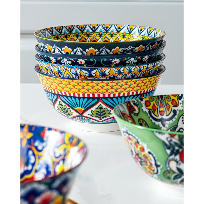 Тарілки для мюслі та супу HENXFEN, 6 шт. - кераміка, богемний стиль