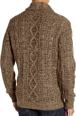 Чоловічий в'язаний кардиган Runcati з довгим рукавом, коміром та замком, з косими візерунками, для сорочок та футболок, XL, коричневий