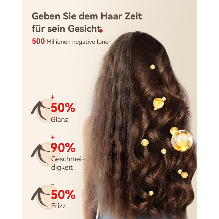 Фен з дифузором, потужний фен з мотором 160 000 об/хв, іонізатор, 500 млн негативних іонів, для подорожей та дому (сірий), сірий дифузор