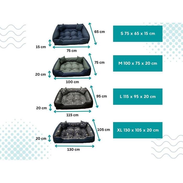 Крісло-ліжко для собак Dogs4Life Velours, 135x100 см, ортопедичне, водонепроникне, з бортиком, для великих собак. Зелений велюр