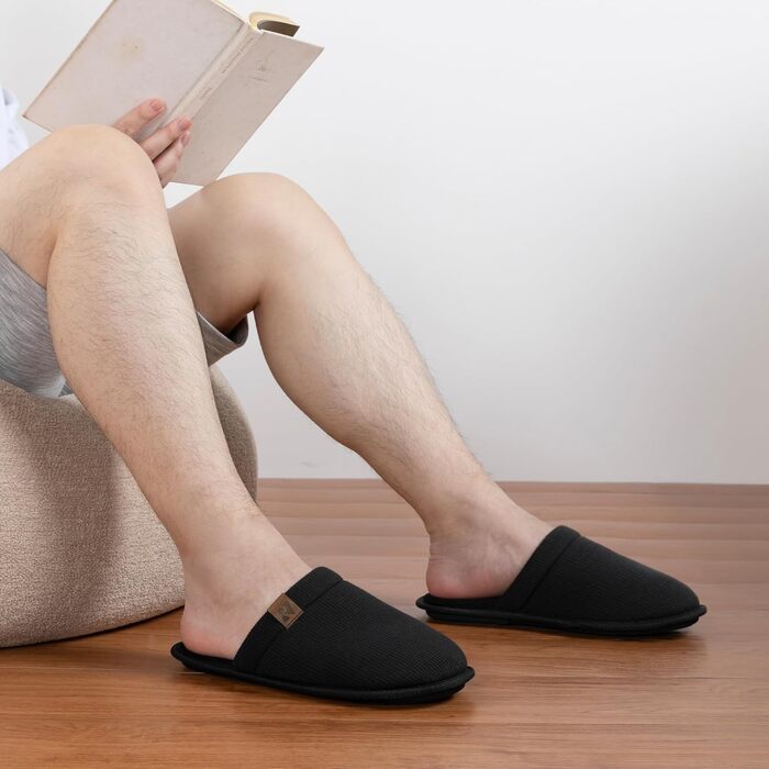 Чоловічі тапочки RockDove LiteStep з вафельної в'язки для дому, чорні (47/48 EU)