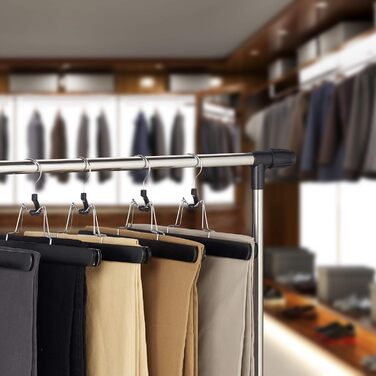 Relaxdays Trouser Hanger, Wood, 12 Pack, 360° Swivel Hook, Felt Protection, HBT 17 x 25 x 2.3cm, Clothes Hanger Pants, Black