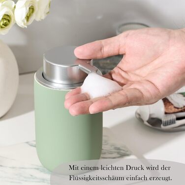 Дозатор для мила та миючого засобу GIRLUFO 350мл з великою помпою – багаторазовий дозатор піни для ванної кімнати та кухні (легко натискається) (покриття з гумового лаку зеленого кольору)