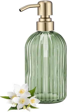 Дозатор для мила з бурштинового скла, 473 мл, з щіткою з золота, для ванної кімнати та кухні