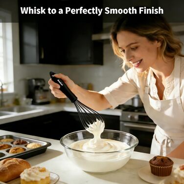 Набір силіконових вінчиків Aneaat (3 шт.) з нержавіючою сталлю – для антипригарного посуду, збивання, змішування. Розміри: 21 см, 26 см, 30 см