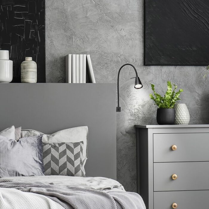 Світлодіодна настінна лампа Briloner з регульованим кріпленням, GU10 4.7W, 400lm, тепле біле світло, чорна. Лампа для читання, нічник, бра.