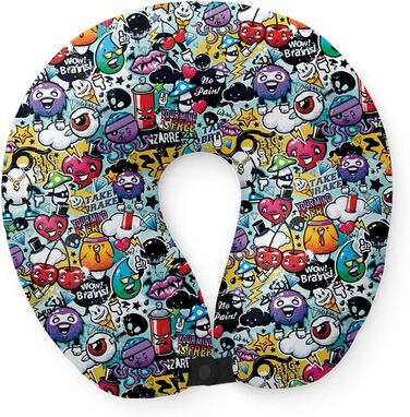 Подушка для подорожей I-TOTAL® з підтримкою шиї, м'яка, з принтом графіті