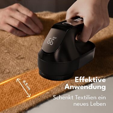 Електричний видалення ворсу LEBENLANG 2000mAh з LED-дисплеєм та пензлем для очищення | До 2 годин роботи | Видалення ворсу для одягу | Чорний