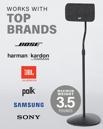 Регульована підставка для динаміків Sanus – висота від 71,1 см до 96,5 см – для сателітів та малих колонок (Bose, Harman Kardon, Polk, JBL, KEF, Klipsch, Sony)