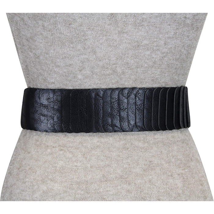 Жіночий еластичний пояс-гумка Vanessa & Melissa, ширина 6 см, срібна пряжка, чорний, 75 см (75-90 см талія)