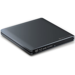 Зовнішній Blu-ray привід techPulse120 USB 3.0 Type-C: запис 3D M-Disc BDXL 100GB, BD, DVD, CD, Slim Superdrive для ноутбуків та ПК (Windows, MacOS, MacBook), алюміній, сірий
