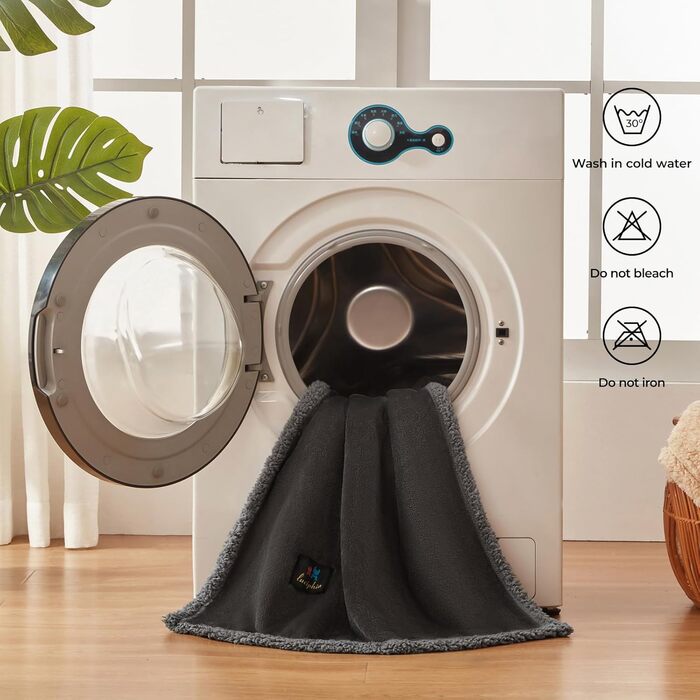 Водонепроникний коврик для собак Luciphia, коврик для собак і котів, великий, можна прати, м'який флісовий коврик Sherpa, водонепроникний коврик для дивану, ліжка, (Сірий, M (102 * 145 см))