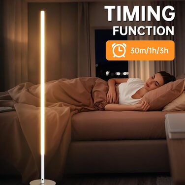 LED торшер Hzitcigm для вітальні та спальні, з пультом дистанційного керування, 147 см, 2 шт. (сріблястий)