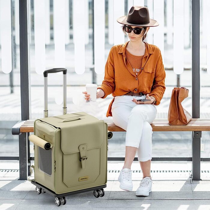 Рюкзак для тварин Galatée з колесами, візок для домашніх тварин, сумка для подорожей з собакою з знімними колесами, рюкзак для собак з вентиляційними вікнами з сітки (зелений)