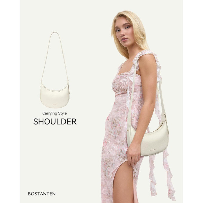 Сумка жіноча BOSTANTEN велика шопер з PU шкіри, елегантна сумка через плече, Hobo Bag чорна (1-3320-бежева)