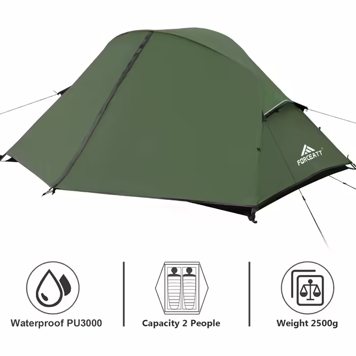 Forceatt Tent for 2 and 3 people, 4-Season | Ultralight for Camping, Backpacking, Hiking, and other Outdoor Activities | Double Doors, Waterproof, Easy to Set Up and Carry.