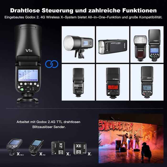 Спалахувач Godox 76W для камери з підтримкою i-TTL, 2.4G Wireless X System, 1/8000 HSS, сумісний з Olympus (V1-N)