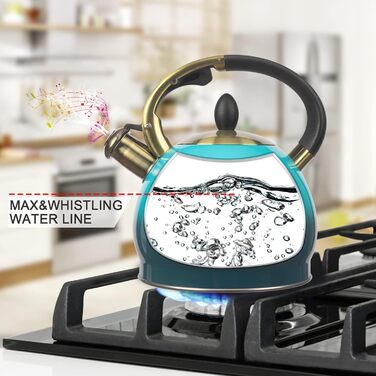 Чайник для заварювання чаю, класичний чайник з нержавіючої сталі, 3 л, блакитний