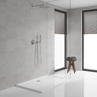 GROHE Vitalio Get - Hand Shower 1 Spray Pattern (perfect spray pattern, suitable for flow heaters, double-walled hand shower, Anti-limescale system), silver, 27458000 (shower head only, round)