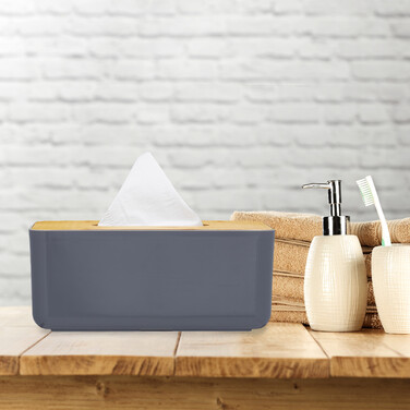 Relaxdays Tissue Box Bamboo Lid
