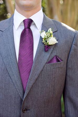 Комплект краватка та хустинка DiBanGu шовкова, фіолетова, для весілля та офісу