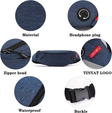 Поясна сумка TYNAT для туризму та спорту (сіра, блакитна), T201