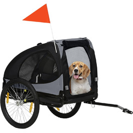 Причіп для собак PawHut, складаний велосипедний причіп для собак, чорний, 140 x 71 x 83 см