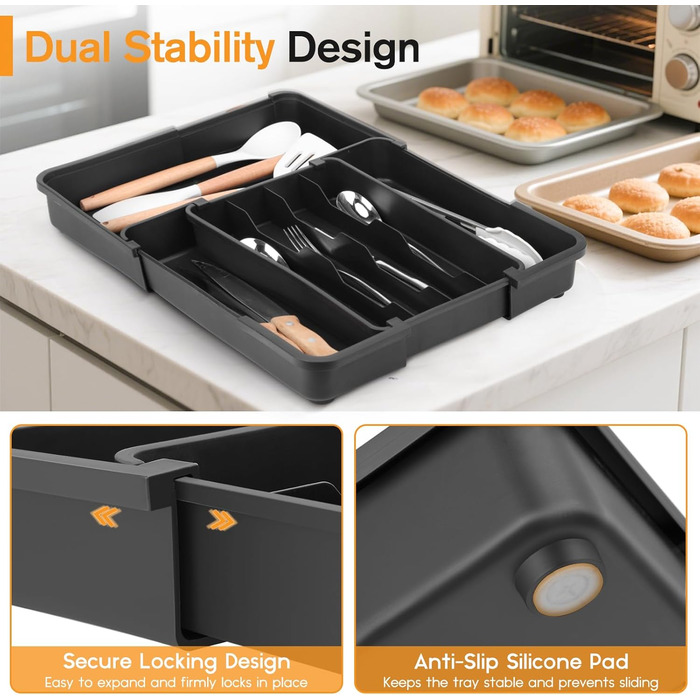 Органайзер для столових приборів розширюваний, для шухляд, 4-7 секцій - ідеальне зберігання в кухні