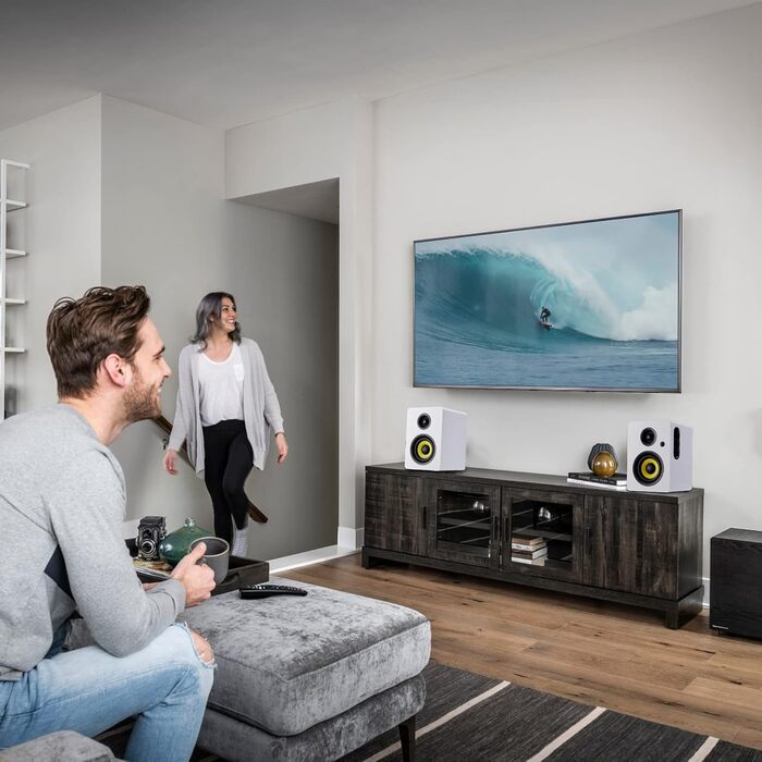 Sanyun SW208 Bluetooth 5.0 Активна акустична система 3' - 60W, вуглецевий динамік, вбудований 24-бітний DAC, 3D-Surround звук, 2.0 для ПК/монітора (пара, білий)