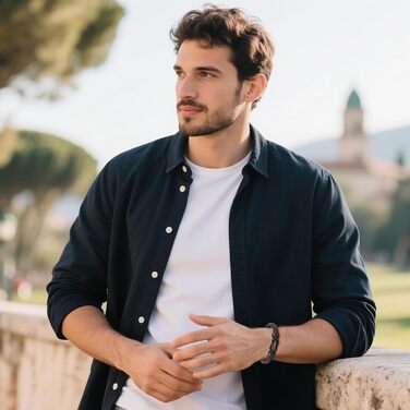 Шкіряний браслет для чоловіків: подарунок татові, дідусю, чоловікові. Ідеальний подарунок на День батька, Різдво, День святого Валентина (колір: коричневий)