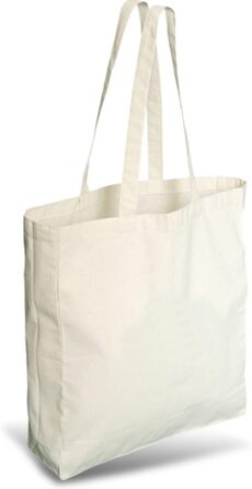 Cottonbagjoe Shopping Bags | 38x42x10 cm | Side and Bottom Pleats | with Long Handles | Jute Bag | Cotton Bags for Painting, Printing | DIY