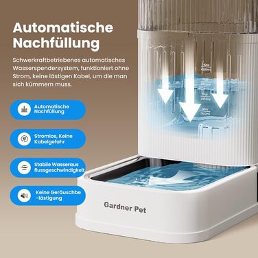 Автоматичний диспенсер води для собак та котів Gardner Pet, годівниця з нержавіючої сталі, велика ємність (6.5л), без електроенергії, BPA-free