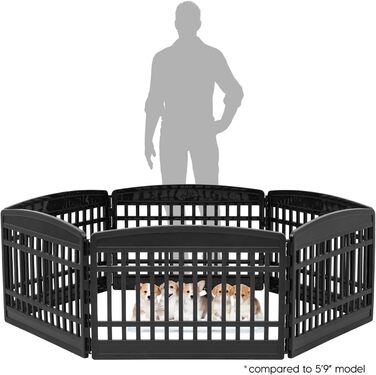 Клітка для собак IRIS USA 61 см, 6 панелей, чорна, для собак середніх та малих порід, 61 x 61 x 24 см