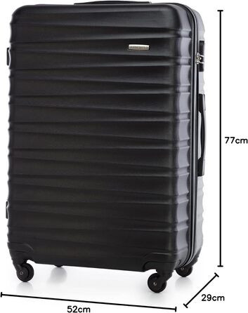 Валіза на колесах WITTCHEN Groove Line L, велика, чорна, ABS, з кодовим замком, для авіакомпаній Lufthansa/Eurowings/Ryanair