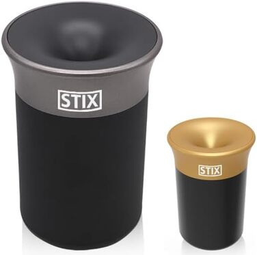 STIX-Becher Auto Aschenbecher (available in 2 colors) compatible with IQOS Iluma Prime One Terea, Duo 3 Heets, GLO Neo Tobacco Sticks - black/gray