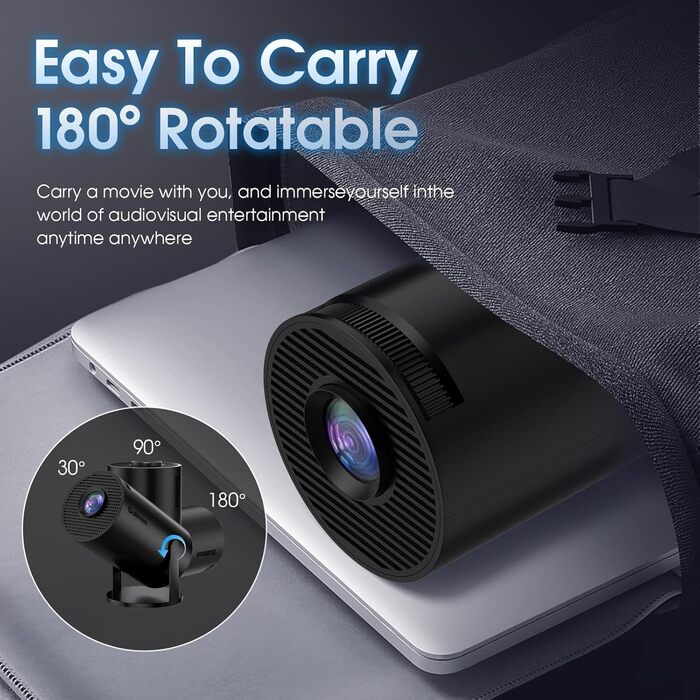 Проектор Mini Beamer 4K Full HD з Android TV, WiFi 6, Bluetooth 5.2, Auto Keystone, чорний