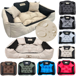 Ортопедичне ліжко для собак King Dog S, 55 x 45 см: водонепроникне, з високим бортиком, з силіконовою начинкою, бежеве