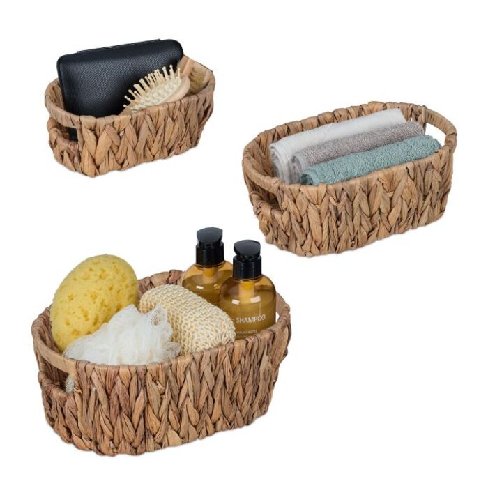 Relaxdays Oval Storage Baskets, 3-Piece Set