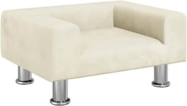 Крісло-ліжко для собак та котів, м'яке ліжко для домашніх тварин, ліжко для маленьких собак, бархатне, 50x40x26.5 см, кремовий колір